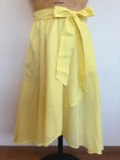 AS KNOW AS PINKY イエロー フレアスカート 膝下丈 値下交渉可