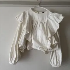 ZARA アイボリー フリルシャツ