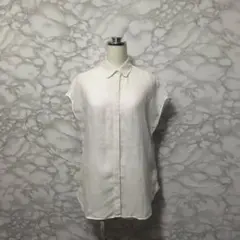 美品】BLANCVERT ブランベールリネンノースリーブシャツ ブラウス L