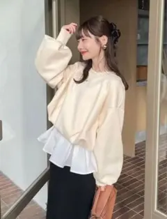 hinari ボンディングショートスウェット　アイボリー　新品タグ付き