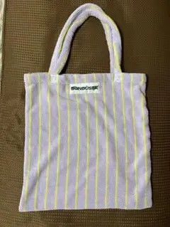 BONGUSTA ストライプ トートバッグ　ライラック　ネオンイエロー