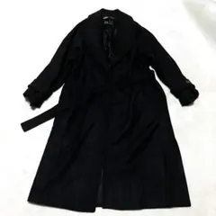 ZARAビッグカラーガウンコート XL MANTECOブラック ロング丈 ベルト