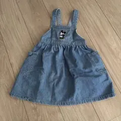 プティマイン　ミニーマウス　デニムジャンバースカート　Mサイズ　ジャンスカ