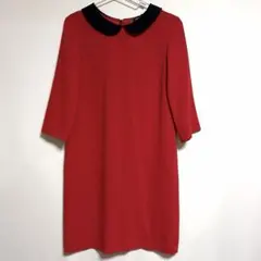美品✨アニエスベー 丸襟 カットワーク刺繍 ロングシャツワンピース