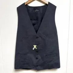 クリーニング済み　ポールスミス　シルク混　ストライプ　ベスト　M