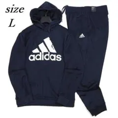 新品 アディダス 上下セット パーカー パンツ フレンチテリー ネイビー L