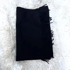 ブラック フリンジ付きマフラー