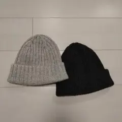 UNIQLO ニット帽 ビーニー　チャコールグレー,グレー 2個セット