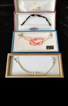 silver アコヤ真珠 珊瑚 江崎鼈甲 羽織紐 3点 h62