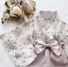 ベビー袴 お食い初め 100日 お正月 七五三 初節句70和装 セレモニー 紫