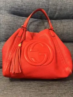 GUCCI レッドトートバッグ フリンジ付き
