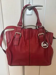 MK 赤 レザー ショルダーバッグ