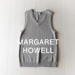 美品 マーガレットハウエル 3万円 リネン混のニットベスト ジレ グレー