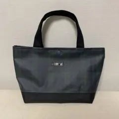 ブラックウォッチのラミネート×黒ワッフルナイロン ランチトート ランチバッグ
