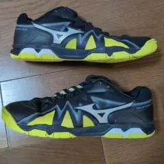 MizunoウエーブメダルRISE 卓球 27cm ブラック シルバー イエロー