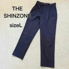 サイズL シンゾーン　ワンタック　テーパード　ハイウエスト　パンツ　ネイビーのサムネイル