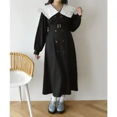 ems excite デカ襟ワンピース （ブラック）