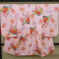 M26-18 正絹 女児 3～5歳用 総絞り 四ツ身着物 長襦袢付き ピンク M26-18 正絹 女児 3～5歳用 総絞り 四ツ身着物 長襦袢付き ピンク