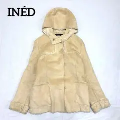 イネド ムートン風フードコート ベージュ 9 M 厚手 ボア 韓国製 ゆったり