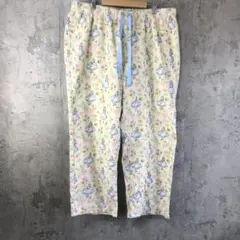 Y5412古着　柄パンツ　パジャマパンツ　黄　90s Y2K