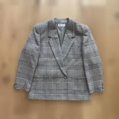 【80s vintage】ダブルテーラードジャケット グレンチェック ウール