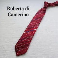 禮*売様 ロベルタディカメリーノ ネクタイ シルク 赤紺ストライプ【n4432】