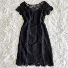 ＊極美品【GRACE CLASS】総レース ワンピース　ブラック　スカラップ　S