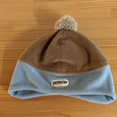 OUTDOOR ポンポン付きニット帽 ブラウン/ブルー