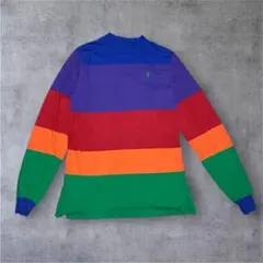【USA製】90s ポロラルフローレン マルチカラー ボーダー ロンT Lのサムネイル