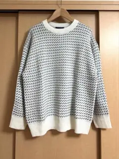 BACK NUMBER クルーネックニット ホワイト グレー Sのサムネイル