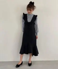 MAJESTIC LEGON マジェスティックレゴン ヒトメボレワンピ フリル黒