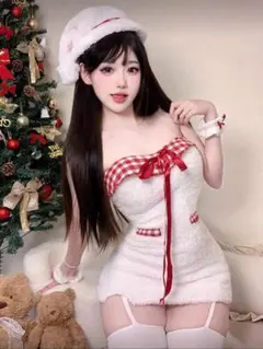 サンタコスチューム ホワイト ミニドレス