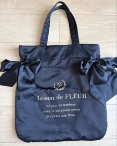 Maison de FLEURダブルリボンギャザートートバッグ ブラック