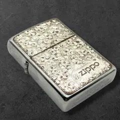 ☆超レア ヴィンテージ ZIPPO 唐草模様 純銀プレート貼り2000年製 