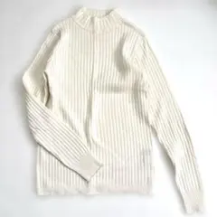 ナノユニバース　ハイネックリブニット 長袖 ホワイト