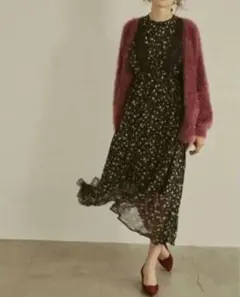 ECLIN 花柄ロングワンピース 長袖 Fのサムネイル