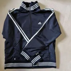 adidas ナイロンジャケット 黒 3ストライプ