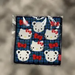 新品未使用】 ハローキティ familiar コラボタオルハンカチ ブルー