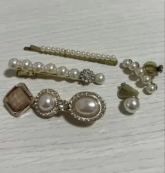 パールヘアピン　イヤリング