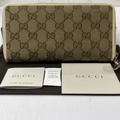 超良品‼️ グッチ　GUCCI 財布　長財布　GGキャンバス ラウンドファスナー