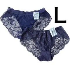 トリコットショーツL 　　　パンティー　 　ネイビー　レースショーツ