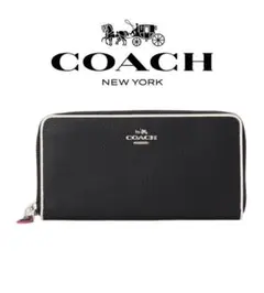 COACH 財布 長財布ブラックマルチ レザー レディース アウトレット品