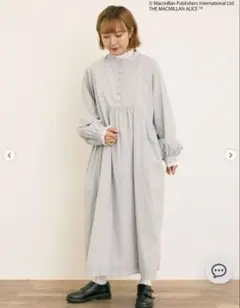 新品タグ付き【Alice×サマンサモスモス】スタンドネック裾タックワンピ　ブルー