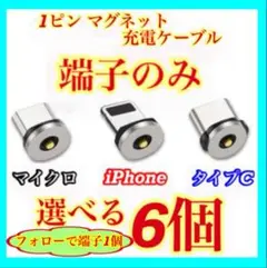 【超激安】便利 選べる端子 マグネット充電ケーブル 端子 6個 アダプター