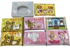 平成レトロ　キャラクター ポケットティッシュ7点セットとキティケースのサムネイル