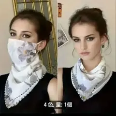 エレガントな花柄の日焼け止め薄手のあるネック 屋外用・耳防塵三角マスクスカーフ