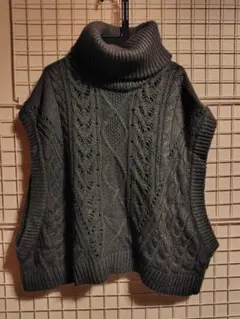 Samansa Mos2 グレー タートルネック ニットベスト