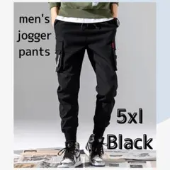 【新品未使用】メンズ 5XL ブラック ジョガーパンツ ポケットあり