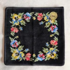 FEILER　フェイラー　ハンドタオル　ハンカチ　花柄　ブラック