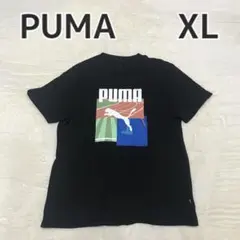 PUMA プーマ ロゴ Tシャツ ブラック XL メンズ 半袖 プリント